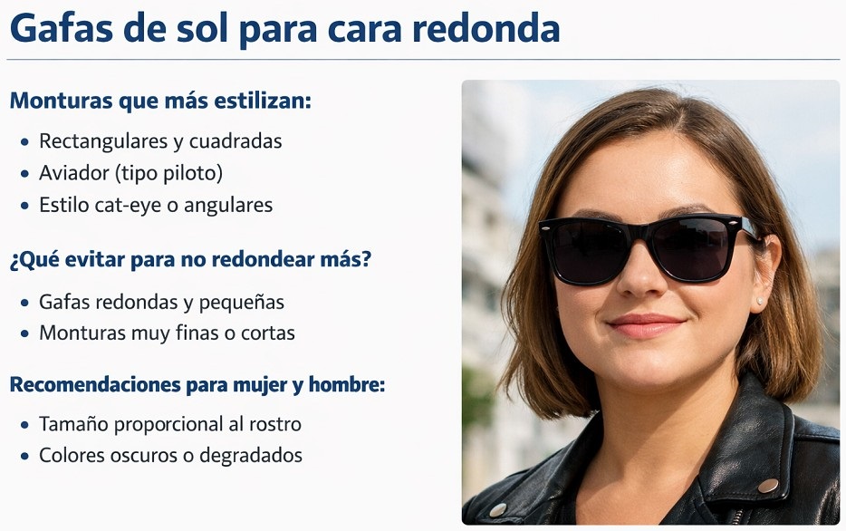 gafas de sol óptimas para cara redonda